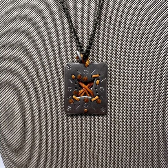 Johnny Was Cross Stitch Pendant Necklace NWOT - Picture 3 of 5